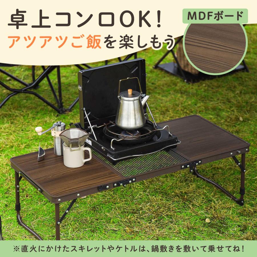 QUICKCAMP（クイックキャンプ） ミニ三つ折りテーブル QC-3FT90 木目調
