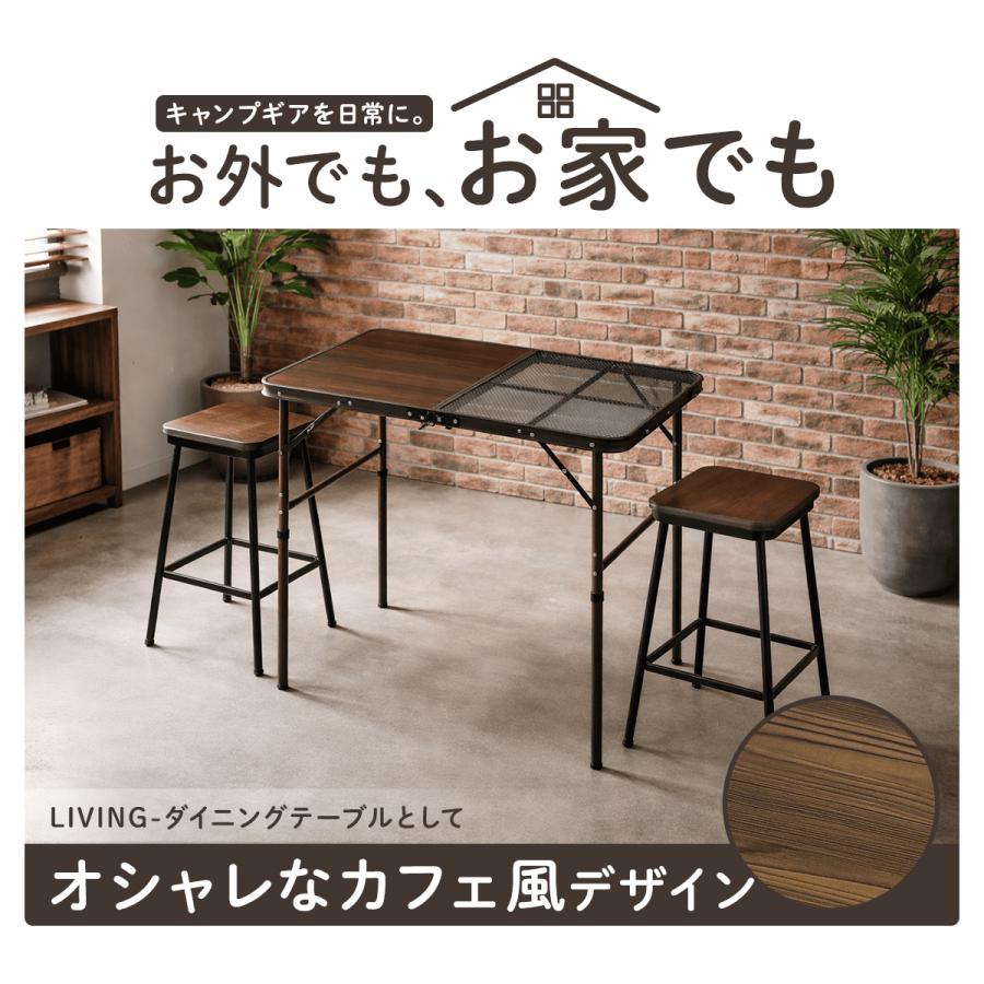 QUICKCAMP（クイックキャンプ） 二つ折りテーブル90cm QC-2FT90 木目調