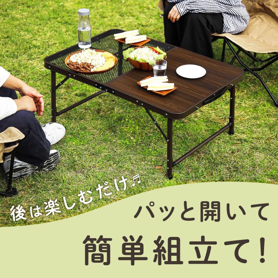 QUICKCAMP（クイックキャンプ） 二つ折りテーブル90cm QC-2FT90 木目調