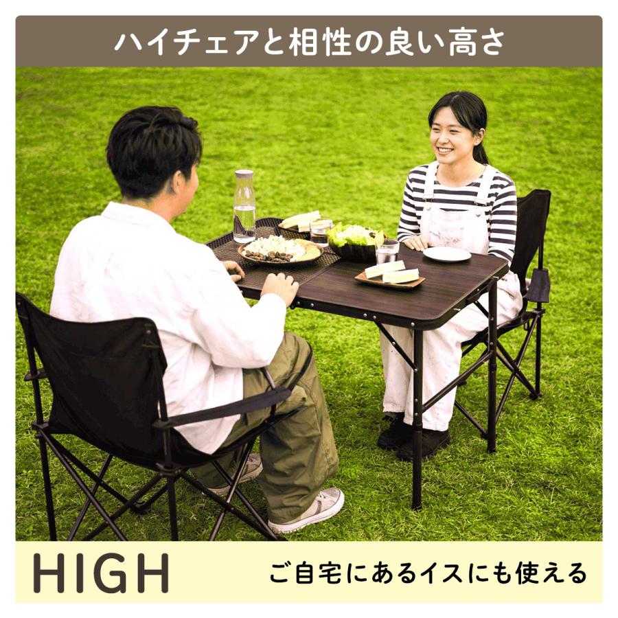 QUICKCAMP（クイックキャンプ） 二つ折りテーブル90cm QC-2FT90 木目調