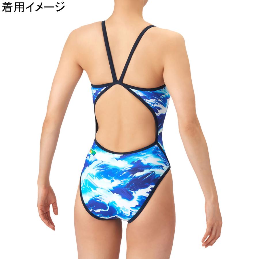 ★26年春夏新商品★ アリーナ arena トレーニングワンピース AS6SWM16L BLNV ブルー×ネイビー レディース 2026春夏モデル 水着 スイムウェア オープンバックの画像