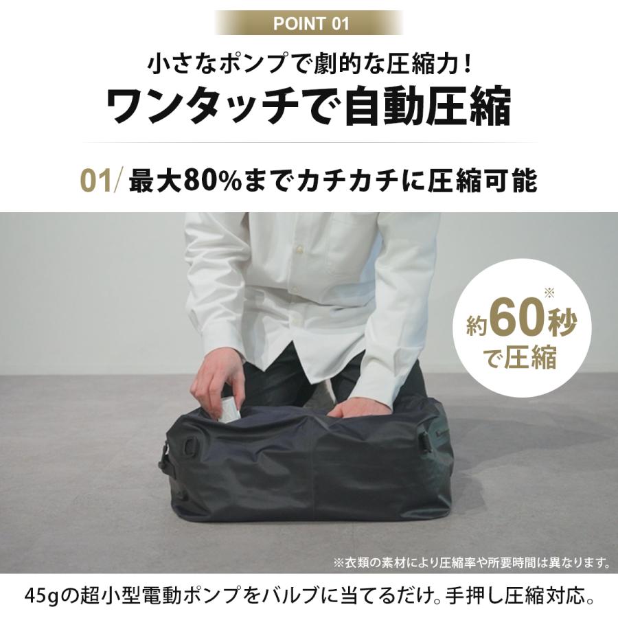 ★10%OFFクーポン 7/9-12★ 圧縮バッグ 衣類 圧縮袋 最大80％圧縮 防水 完全密閉 ワイドジッパー設計 手洗い可 ポンプ対応 手押し圧縮 掃除機不要 機内持ち込み | COMPASS+ | 03