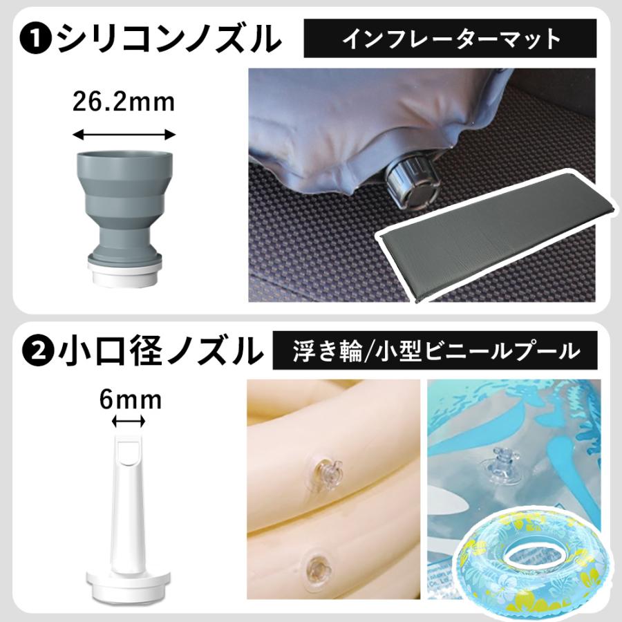 ★10%OFFクーポン 7/18-20★ 電動エアポンプ 空気抜き 空気入れ 5種類のノズル付き 衣類圧縮 800mAh USB充電 Type-C 小型 軽量 機内持ち込み可 エアーポンプ | COMPASS+ | 12