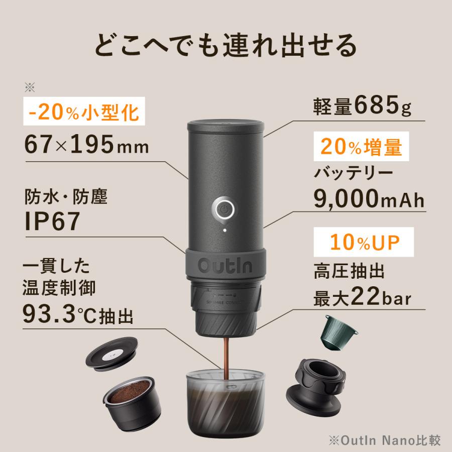 アウティン　ポータブル　エスプレッソ　マシン　ケース付き ☆10%OFFクーポン 10/18限定☆ アウティン ミノ OutIn mino