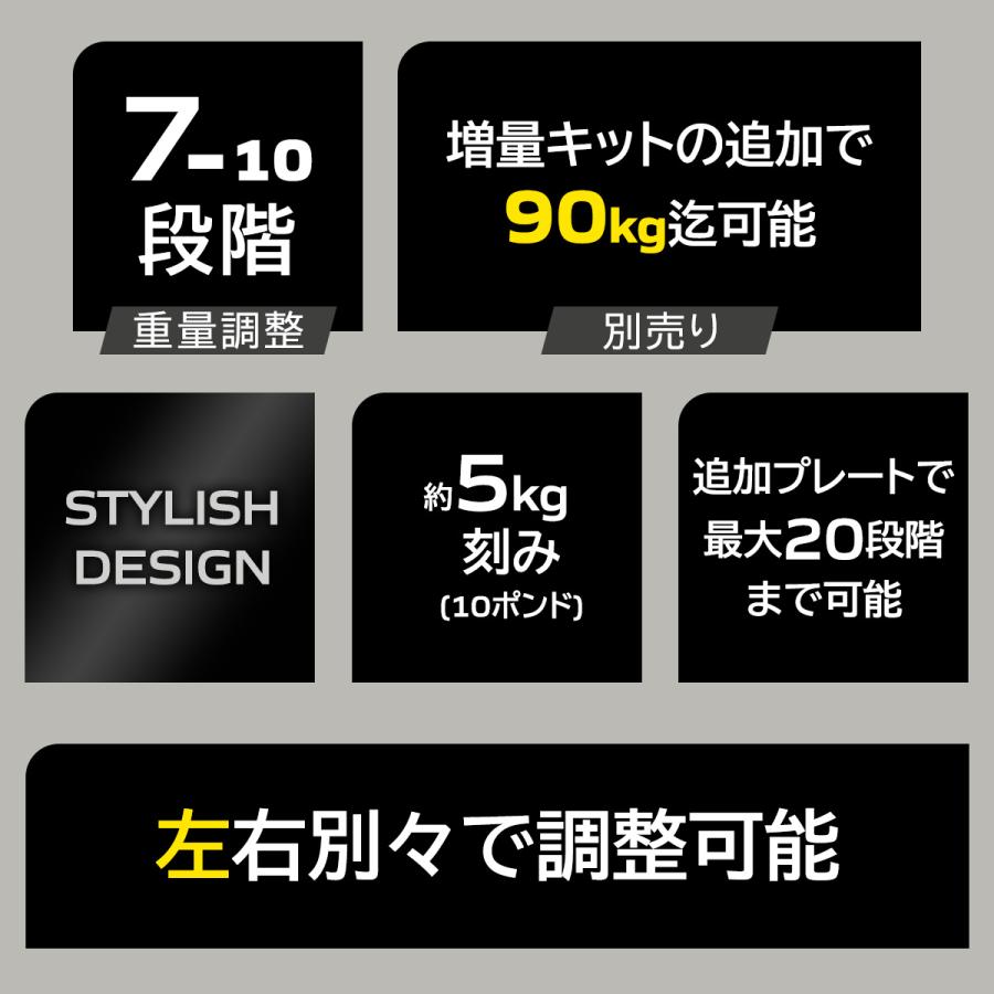 可変式ダンベル 32kg 2個セット 【5.9kg〜32.2kg 約5kg刻み 7段階