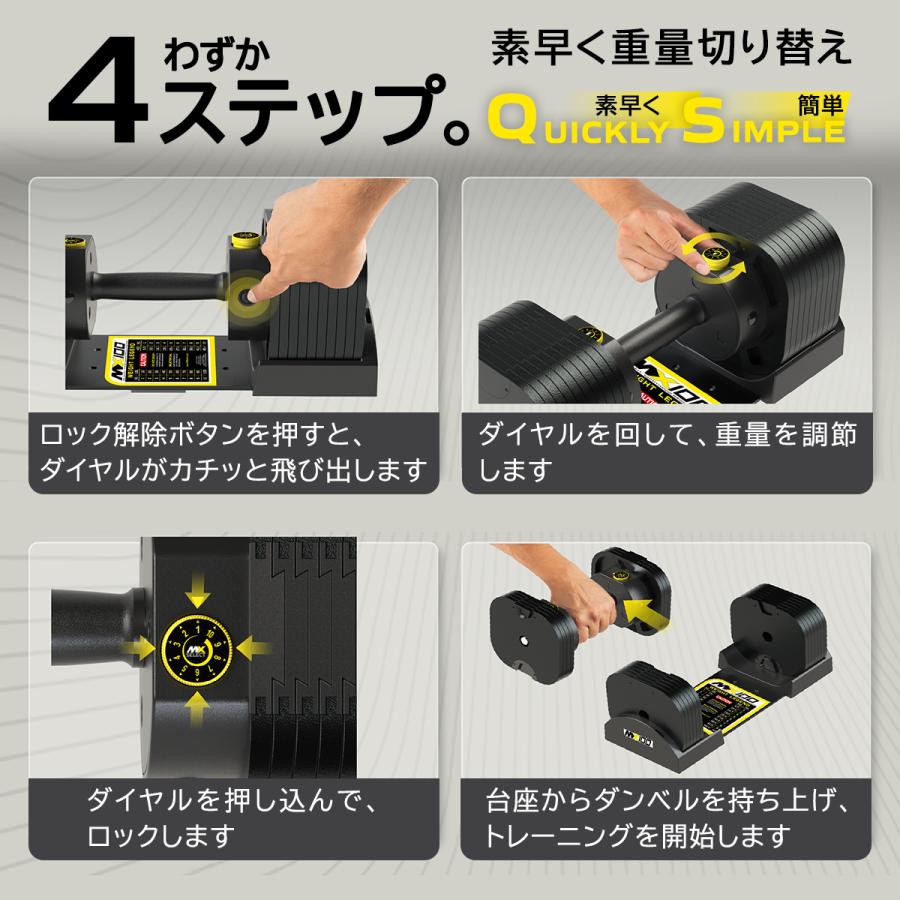 可変式ダンベル 32kg 2個セット 【5.9kg〜32.2kg 約5kg刻み 7段階