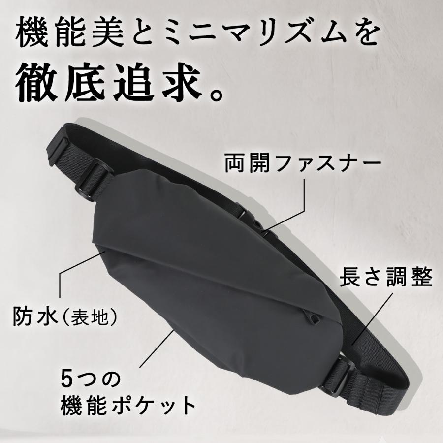 ボディバッグ 防水 スキミング防止 防犯 軽量 500mlボトル収納 背面