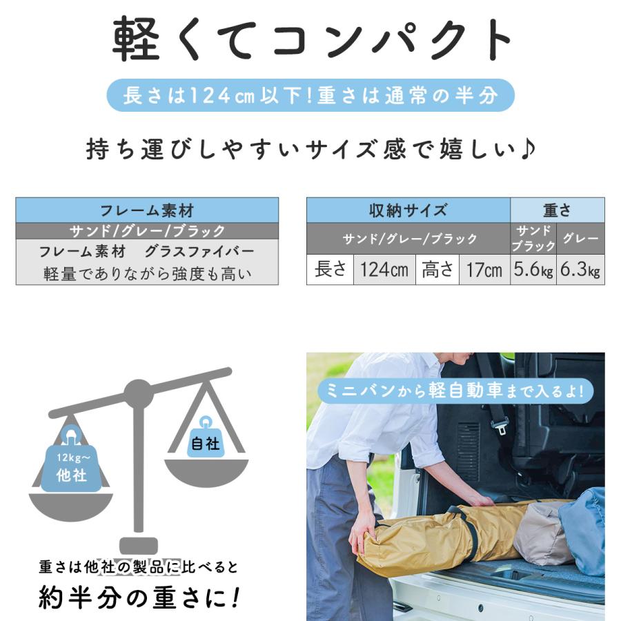 ワンタッチタープ 2.5m サイドシート付き UVカット 遮熱 タープテント 簡単設営 4人 5人 軽量 日よけ 紫外線防止 シルバーコーティング 送料無料 サンド | QUICKCAMP | 08