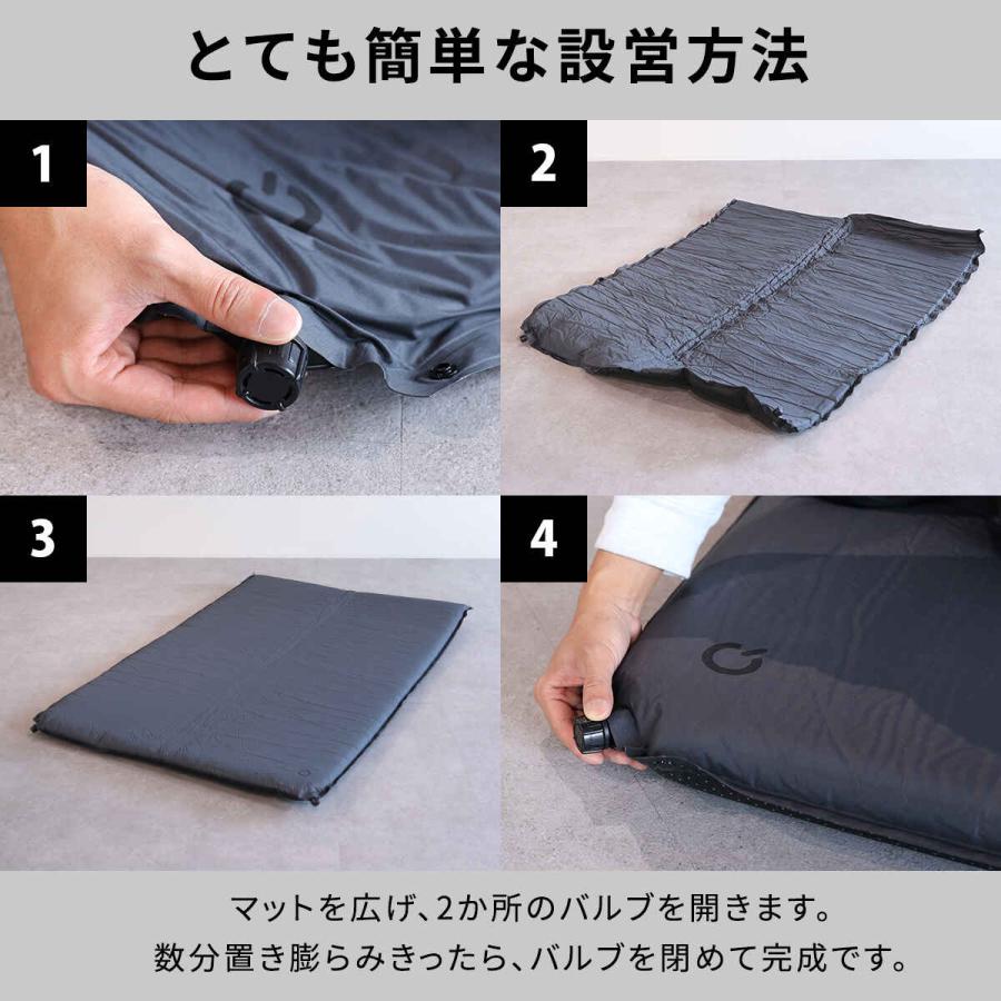 クイックキャンプ　インフレーターマット　5cm 2つセット QUICKCAMP [180日保証] 車中泊マット 5cm ダブル 2人 3人 グレー