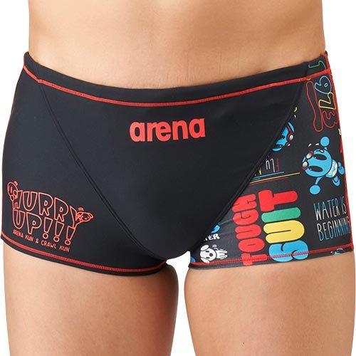 アリーナ Arena メンズ 競泳水着 タフスーツ アリーナくんデザイン Sar 1112 ショートボックス 100 品質保証 Kブラック ブラック レッド 男性用 Bkrd 練習用