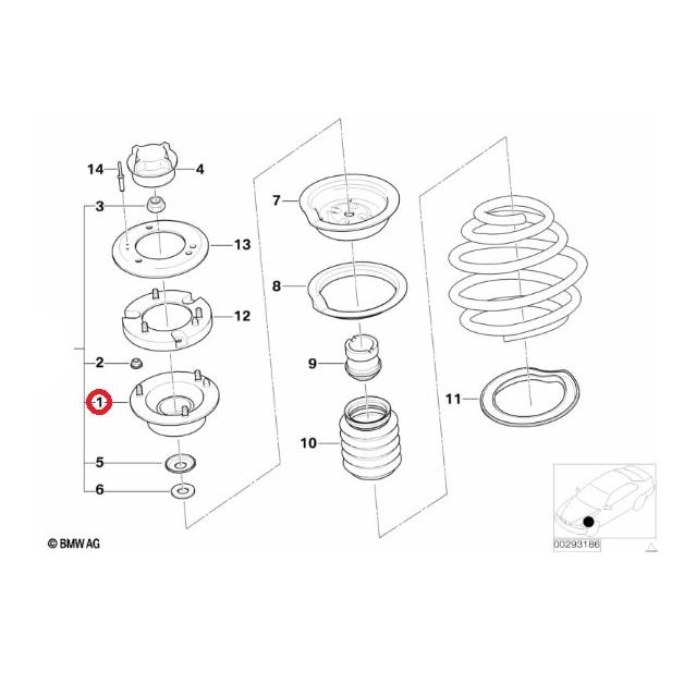 BMW E90 E91 E92 E93 320i 323i 325i 330i 335i フロント アッパーマウント サポートベアリング 左右セット 純正OEM 31336760943
