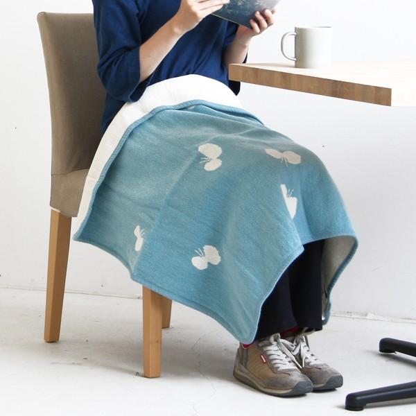 【正規取扱店】KLIPPAN シュニールコットン ミニブランケット CHOUCHO(SIZE:約70cm×90cm/ライトブルー) KP254003 35344 | KLIPPAN | 01