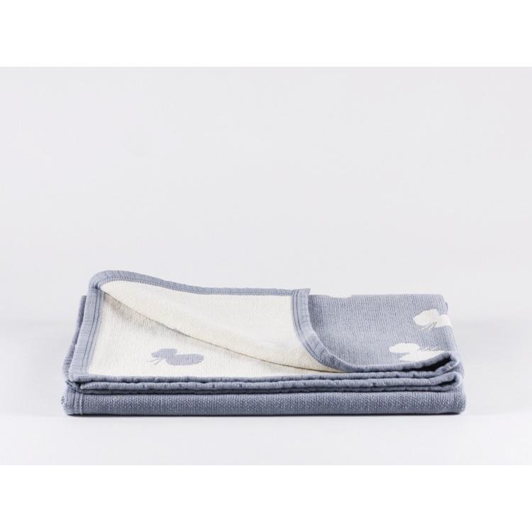 【正規取扱店】KLIPPAN シュニールコットン ハーフブランケットCHOUCHO (SIZE:90cm×140cm/ブルー/ホワイト) KP891436 34242 | KLIPPAN | 03