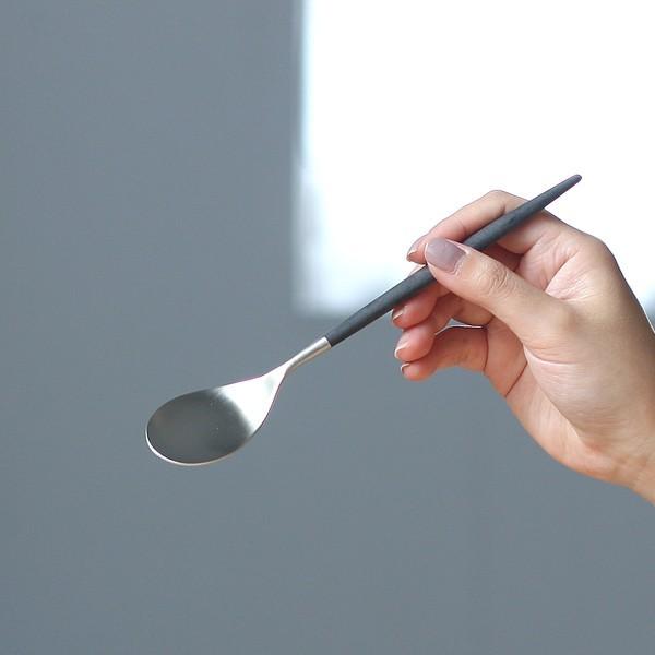 【Cutipol】MIO デザートスプーン ブラック / シルバー スプーン CT-MIO-F-08 カトラリー クチポール ミオ 31965 | Cutipol
