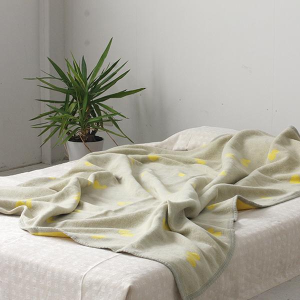 【正規取扱店】KLIPPAN シュニールコットン シングルブランケット CHOUCHO(SIZE:約140cm×180cm/オリーブイエロー) KP892138 31253 | KLIPPAN