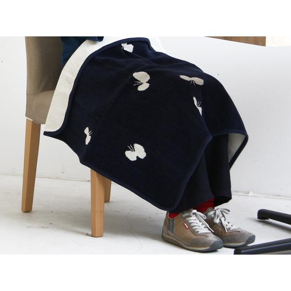 【正規取扱店】KLIPPAN シュニールコットン ミニブランケット CHOUCHO(SIZE:約70cm×90cm/ネイビー) KP891207 29691 | KLIPPAN | 06