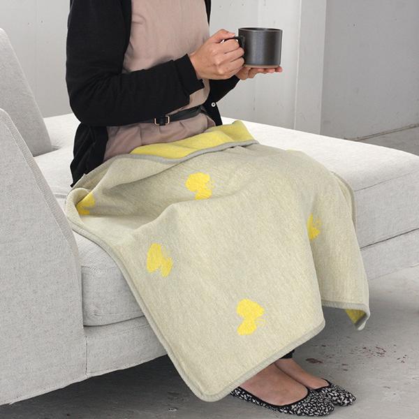 【正規取扱店】KLIPPAN シュニールコットン ミニブランケット CHOUCHO(SIZE:約70cm×90cm/オリーブイエロー) KP892140 29692 | KLIPPAN