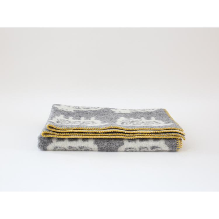 【正規取扱店】KLIPPAN ウールハーフブランケット ベングトのヒツジ  KP893124(90×130cm/グレー/イエローステッチ)【ベングト・リンドベリ】 i-33145 | KLIPPAN | 02