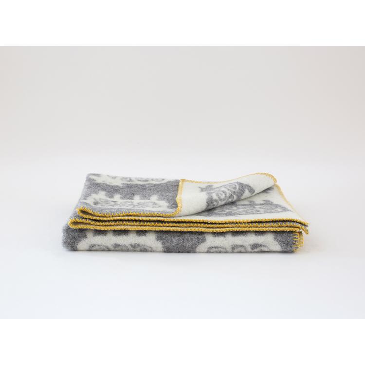 【正規取扱店】KLIPPAN ウールハーフブランケット ベングトのヒツジ  KP893124(90×130cm/グレー/イエローステッチ)【ベングト・リンドベリ】 i-33145 | KLIPPAN | 03