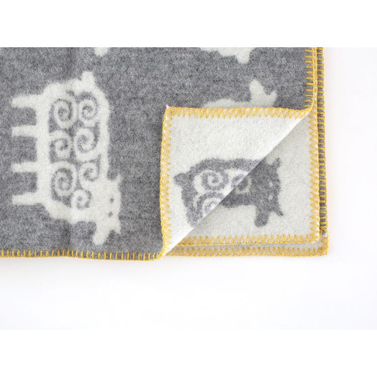 【正規取扱店】KLIPPAN ウールハーフブランケット ベングトのヒツジ  KP893124(90×130cm/グレー/イエローステッチ)【ベングト・リンドベリ】 i-33145 | KLIPPAN | 06