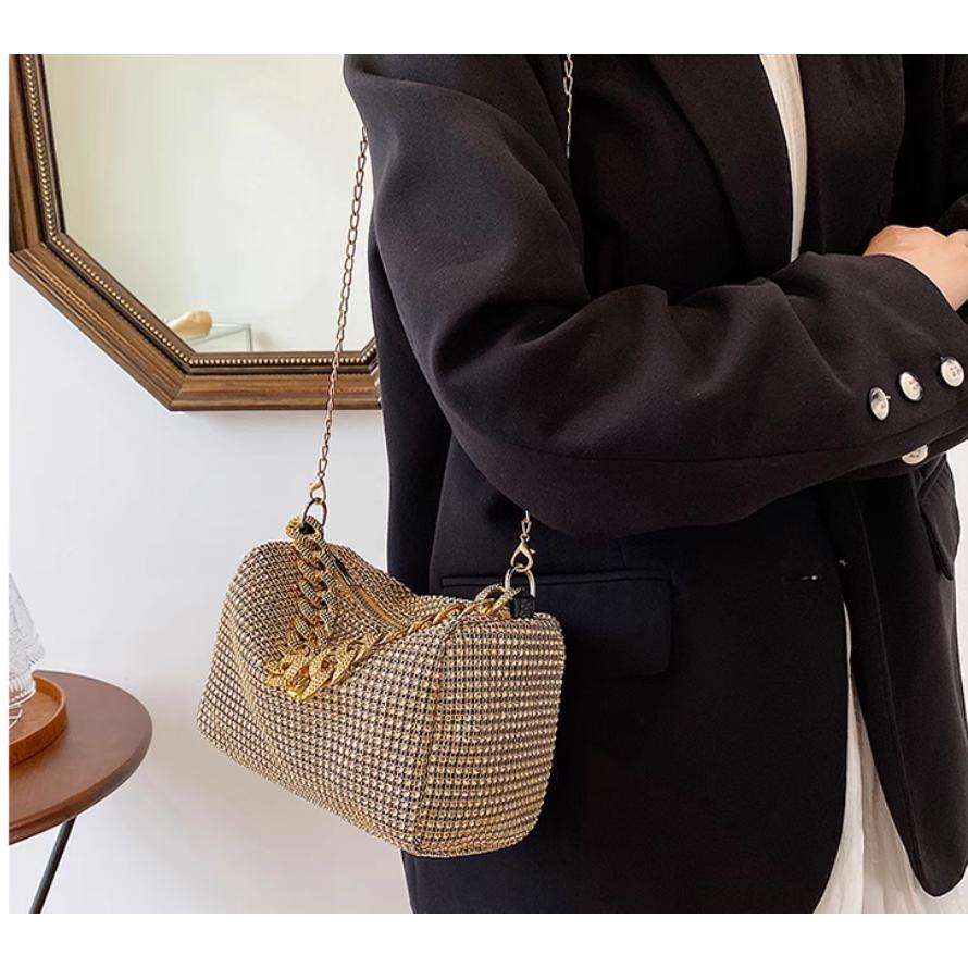 ポシェット レディース ラインストーン ハンドバッグ 小さめ