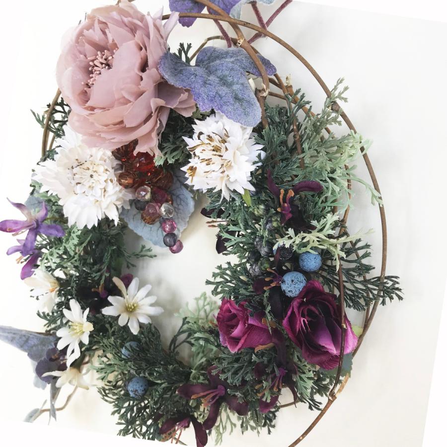 シックな秋の色合いのグレープリース手作り 秋色ハンドメイドリース