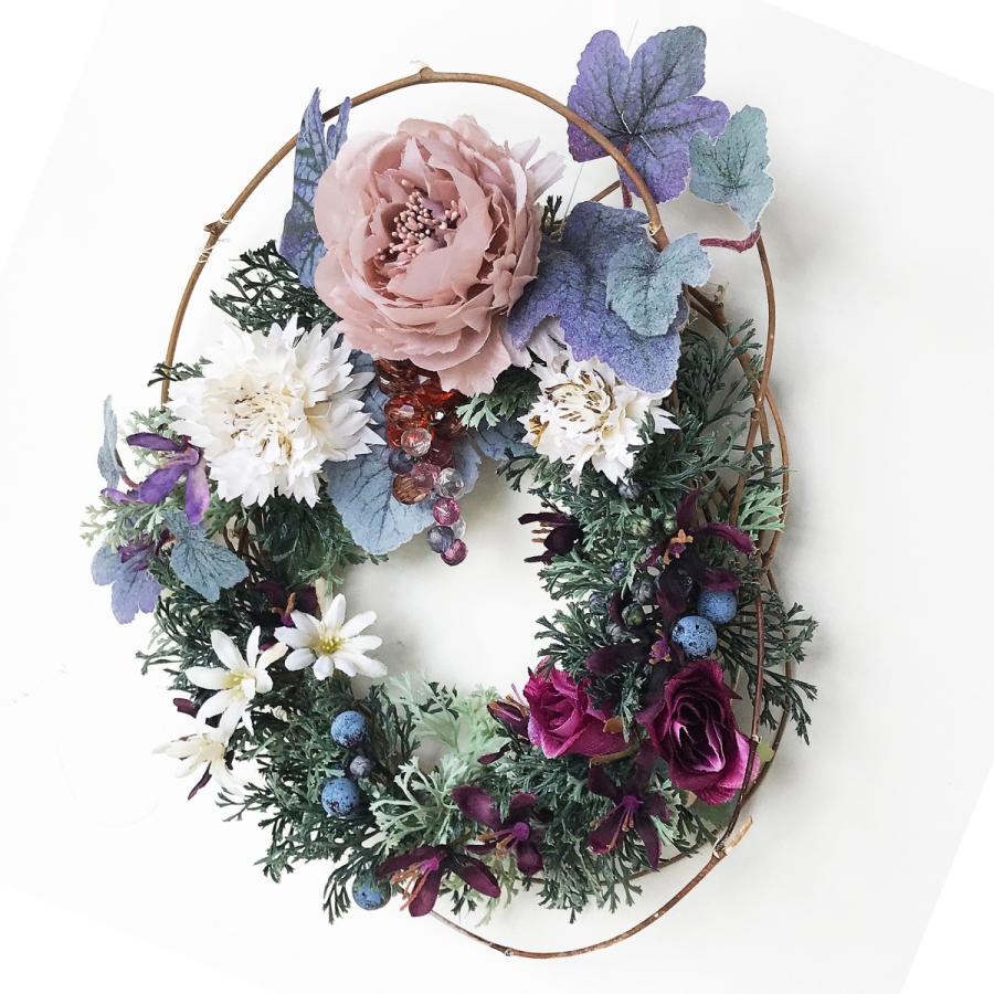 シックな秋の色合いのグレープリース手作り 秋色ハンドメイドリース