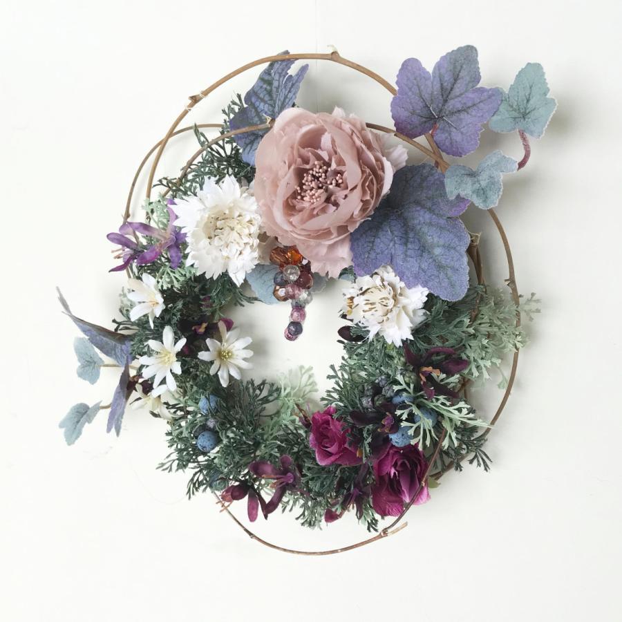 シックな秋の色合いのグレープリース手作り 秋色ハンドメイドリース