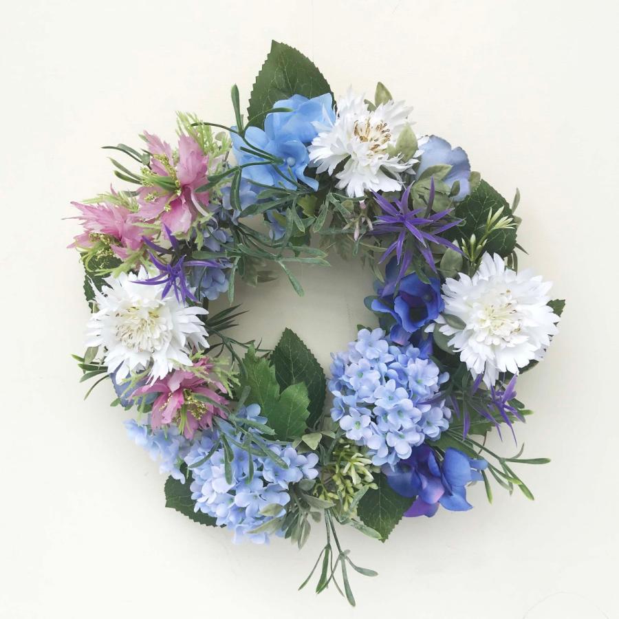 紫陽花 あじさい とニゲラ スカピオサの可憐なリース Hdw 30 ドアリース Hdw 30 エッセンスデザイン工房 通販 Yahoo ショッピング