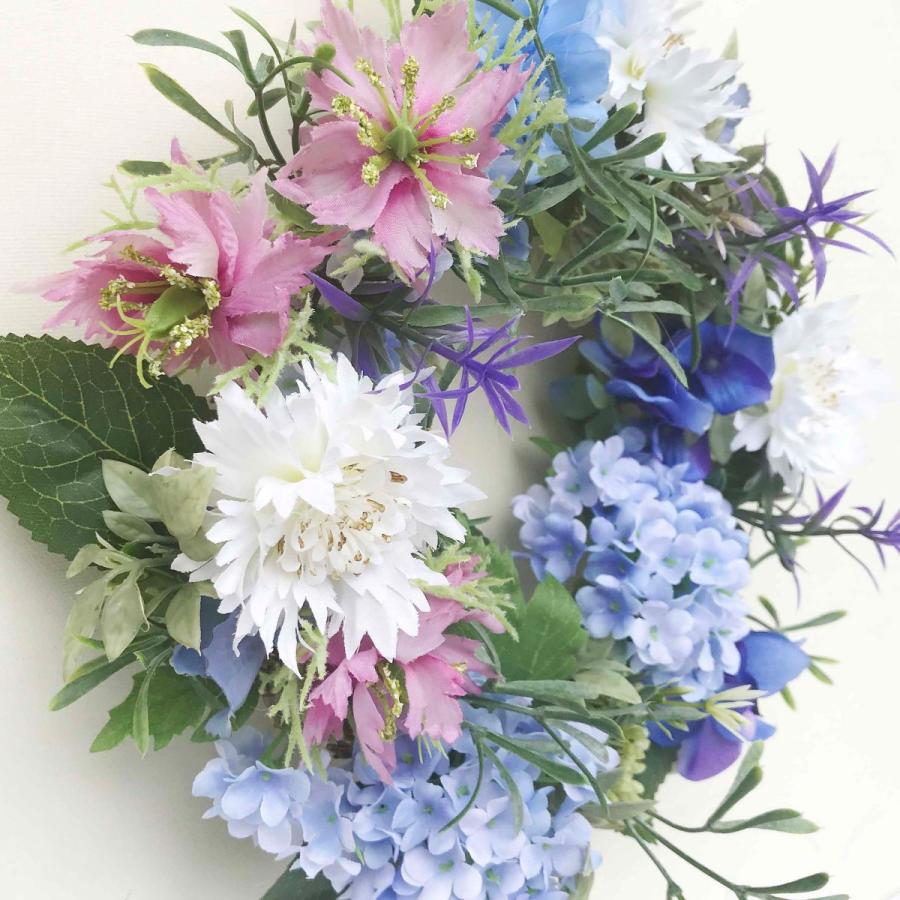 紫陽花 あじさい とニゲラ スカピオサの可憐なリース Hdw 30 ドアリース Hdw 30 エッセンスデザイン工房 通販 Yahoo ショッピング