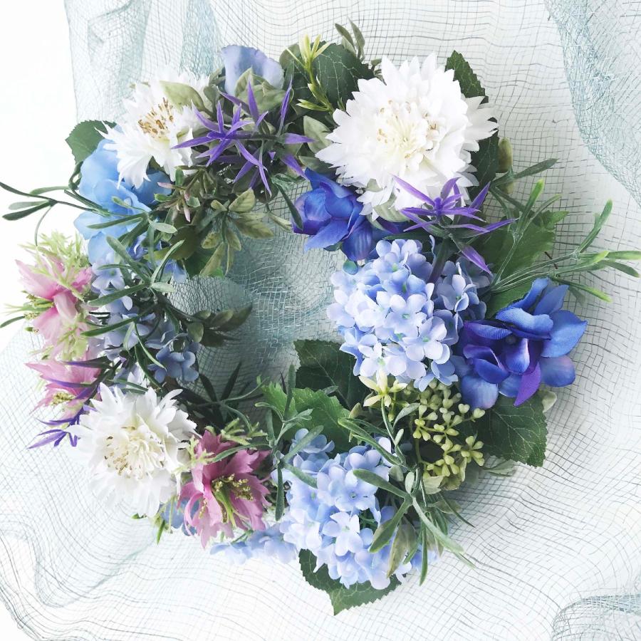 紫陽花 あじさい とニゲラ スカピオサの可憐なリース Hdw 30 ドアリース Hdw 30 エッセンスデザイン工房 通販 Yahoo ショッピング