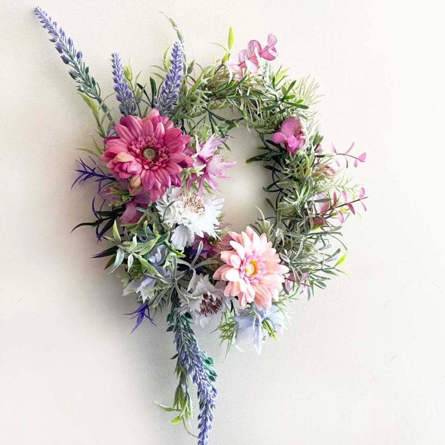 ラベンダーとガーベラの春色リース Spw 玄関ドアリース 最新アイテム