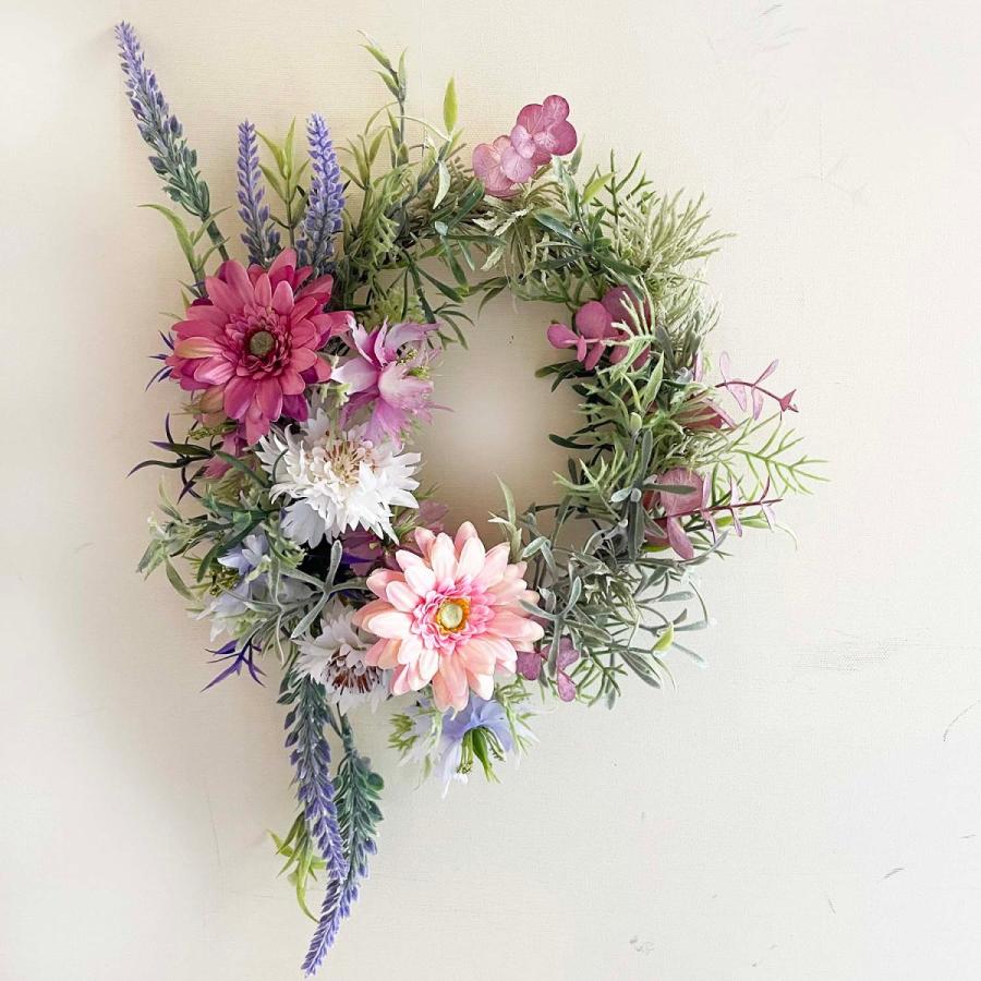 ラベンダーとガーベラの春色リース Spw 玄関ドアリース 最新アイテム