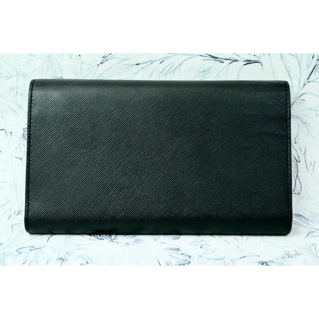 プラダ 長財布 日本未発売 PRADA 2MD434 ドキュメントホルダー SAFFIANO CALF LEATHER ミニバッグ 男女兼用 NERO 黒の画像