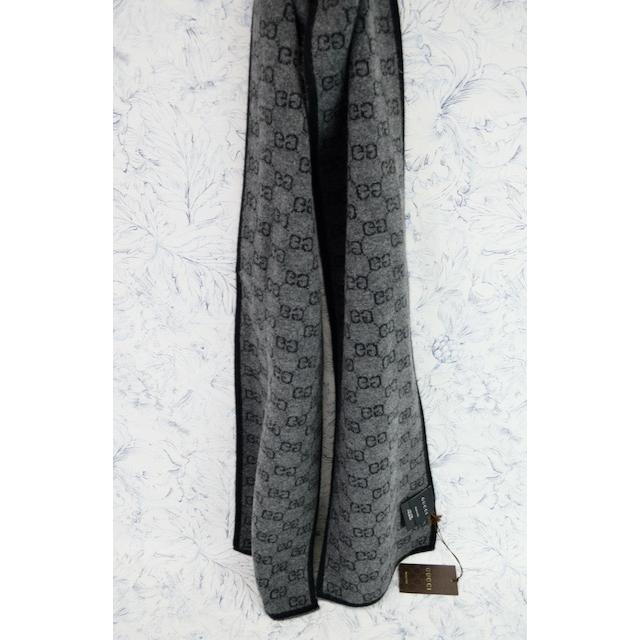 【美品】 GUCCI マフラー　カシミヤ　ブラック　グッチ GUCCI グッチ マフラー 日本未発売 387575 カシミア100% GGジャ