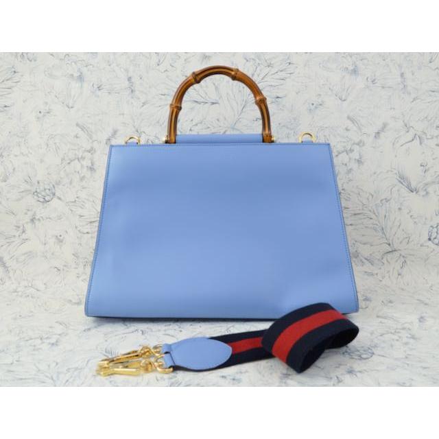 グッチ バッグ GUCCI 453764 NYMPHAEA ニムフェア バンブー BAMBOO WEBストライプ ショルダーストラップ付き NAPPA LEATHER 羊革 LIGHT SKY BLUE 空色｜essenceofstyle｜04