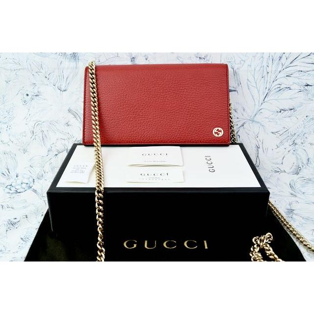 グッチ 長財布 GUCCI 466506 GG CHARM レザー チェーンウォレット バッグ DOLLAR WALLET CALF LEATHER ROSSO  赤｜essenceofstyle｜11