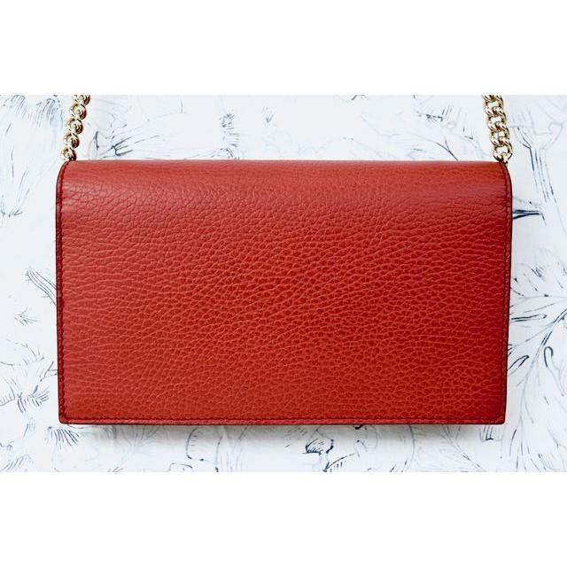 グッチ 長財布 GUCCI 466506 GG CHARM レザー チェーンウォレット バッグ DOLLAR WALLET CALF LEATHER ROSSO  赤｜essenceofstyle｜03