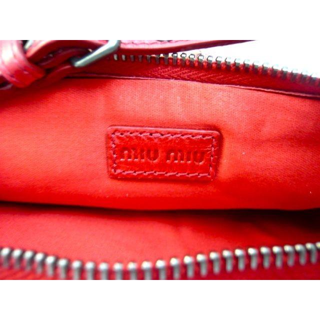 ミュウミュウ ポーチ 日本未発売 MIU MIU 5MRH02 スタッズ バッグインバッグ ミニハンドバッグ 赤｜essenceofstyle｜05