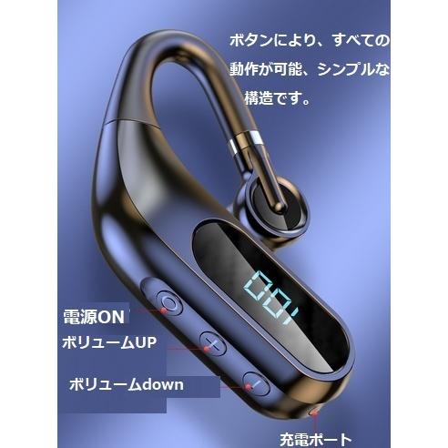 シングルワイヤレスイヤホン　　bluetooth5.0　最大40時間再生 　高音質　ハンズフリー 　耳掛け式　日本語マニュアル｜essences｜03