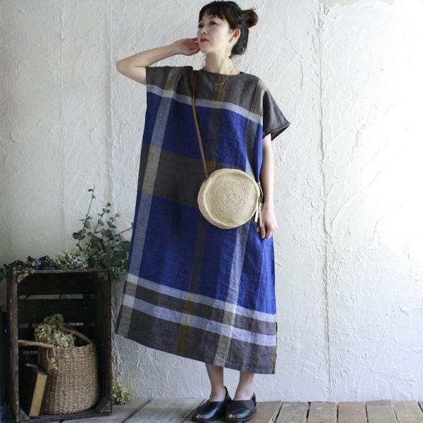Blue Willow ブルーウィロウ リネン大柄チェックワンピース Bluewillow 0up ナチュラル雑貨エッセンス 通販 Yahoo ショッピング