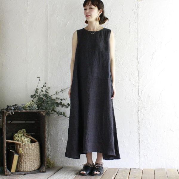 A Koloni コロニー リネン切り替えスリーブレスワンピース Koloni ナチュラル雑貨エッセンス 通販 Yahoo ショッピング