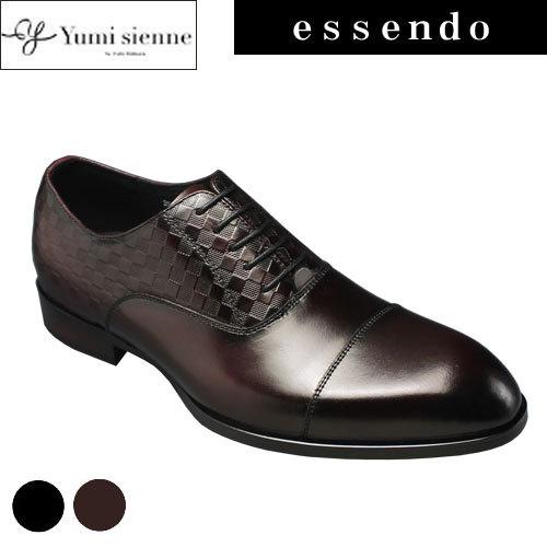 ユミジェンヌ ドレスシューズ バルモラル 市松模様 ストレートチップ YJ8410 ブラック ワイン Yumi sinne メンズ 靴