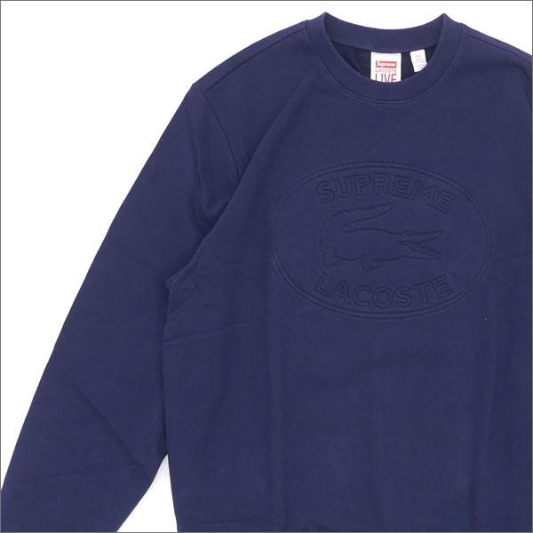 シュプリーム SUPREME x LACOSTE(ラコステ)  Pique Crewneck (スウェット)  NAVY 209-000480-147+【新品】(SWT/HOODY)｜essense