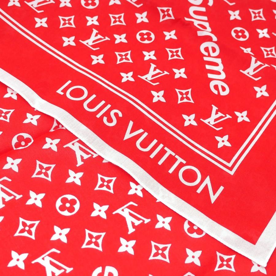 Supreme Louis Vuitton バンダナ 赤 Supreme x Louis Vuitton LV Monogram Bandana Scarf Red 100