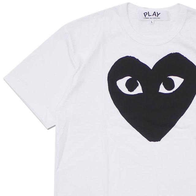 PLAY ハート刺繍 Tシャツ 黒 プレイ コムデギャルソン 黒ハートプリント×スタッズ 半袖T
