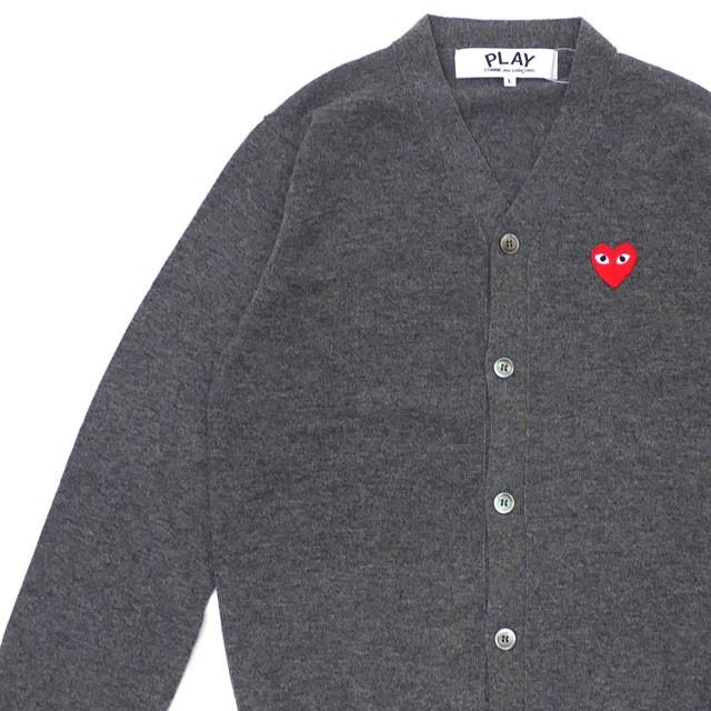 COMME des GARCONS PLAY カーディガン グレー　M ウール PLAY COMME des GARCONS 新品 プレイ コムデギャルソン MENS