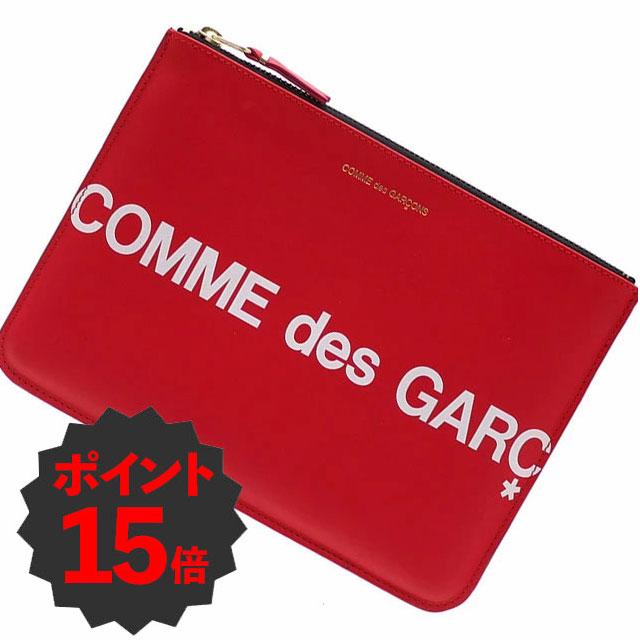 COMME des Garcons Huge Logo ポーチ COMME DES GARÇONS - Huge Logo Leather Zip Pouch, Red – JANECARR