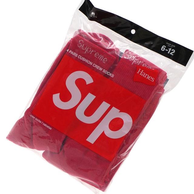 新品 シュプリーム SUPREME Hanes Crew Socks 靴下 ソックス 4足セット RED レッド 赤 290005036113