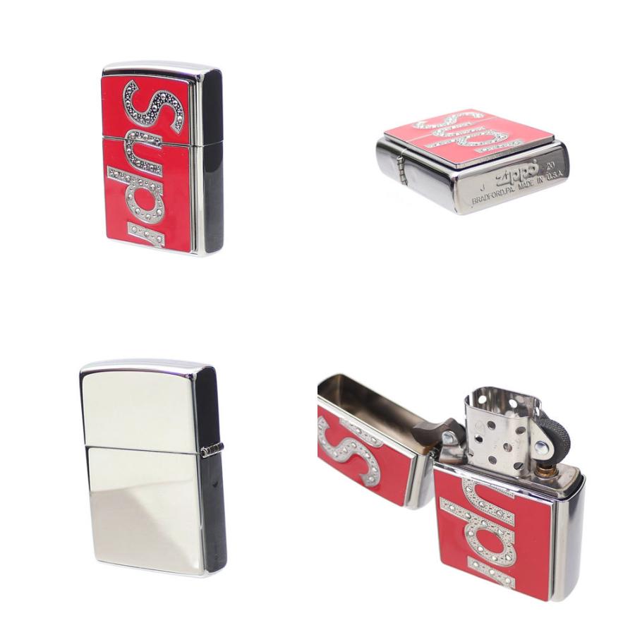 新品 シュプリーム SUPREME Swarovski Zippo ジッポ ライター RED 